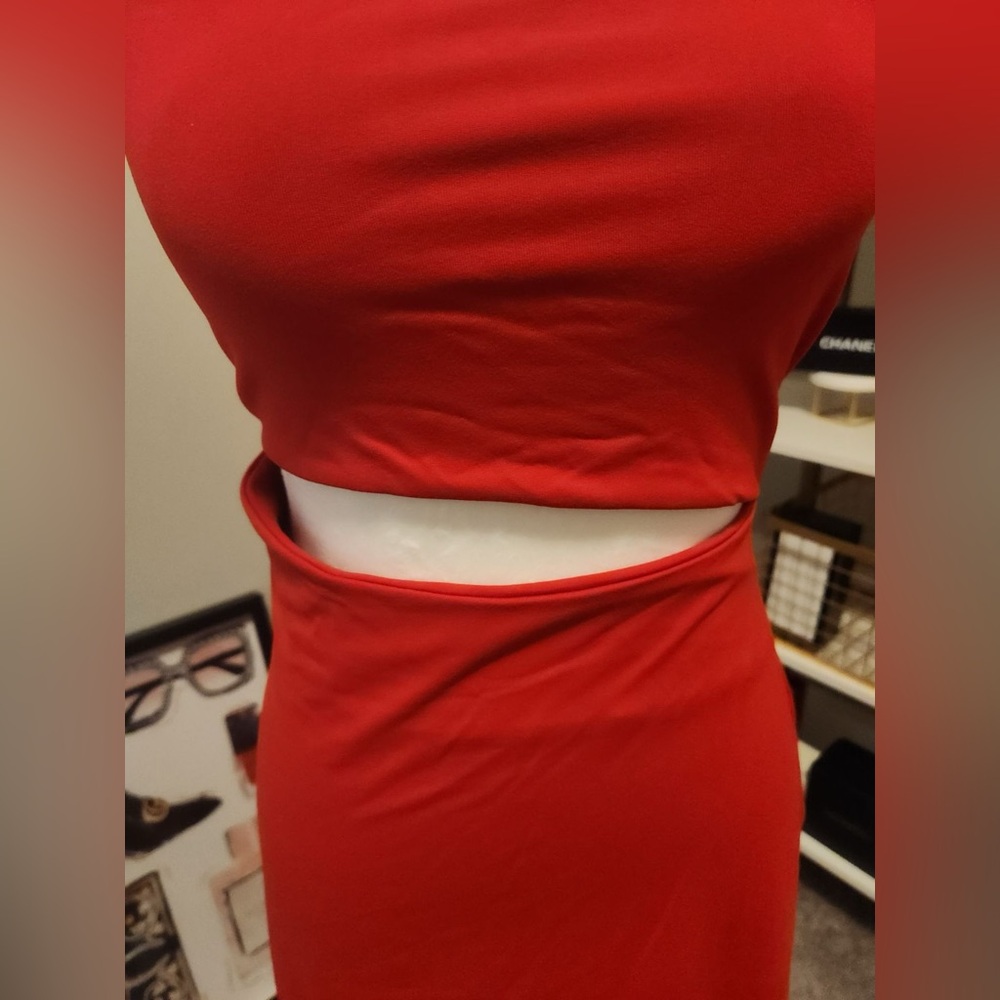 Susana Monaco one arm cut out high slit long dress / Red / Large / NWT - Picture 15 of 16